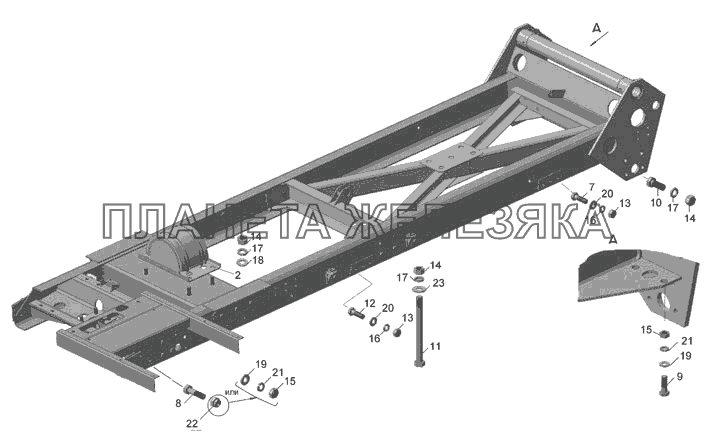 65115-8600012-80 Установка надрамника, ловителя-амортизатора КамАЗ-65115 (2009)